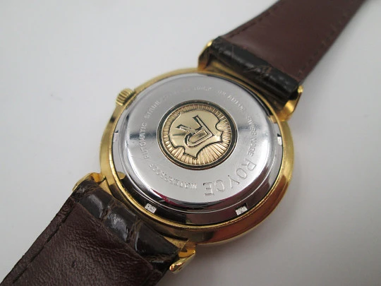 Reloj automático Royce Leadership. Chapado oro y acero inoxidable. Calendario. 1960
