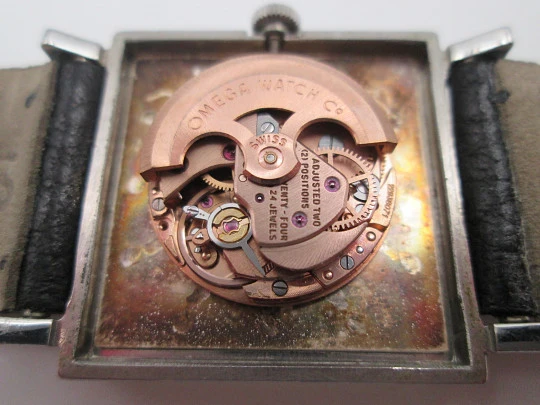 Reloj automático unisex Omega. Acero inoxidable. Caja cuadrada. Dial gris. 1960 Reloj automático unisex Omega. Acero inoxidable. Caja cuadrada. Dial gris. 1960