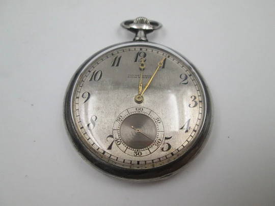 Reloj bolsillo lepine Ulysse Nardin. Plata de ley 900. Cuerda remontoir. Estuche. 1920