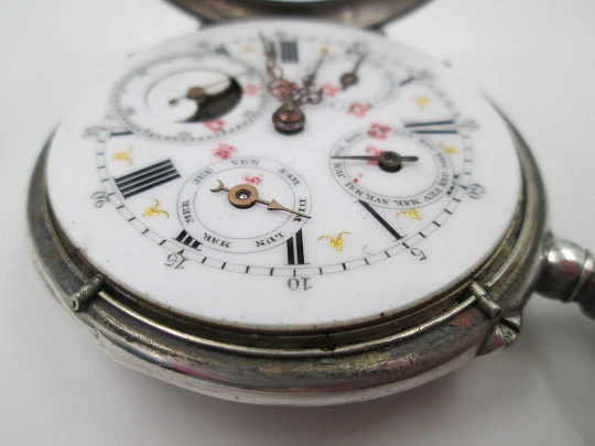 Reloj bolsillo M.P. Gran Complicación. Plata 800. 15 rubíes. Año 1900