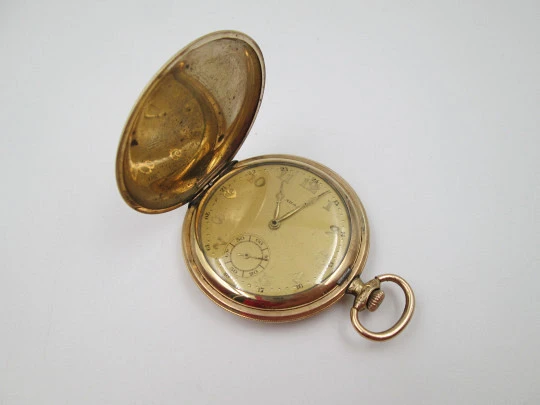 Reloj bolsillo saboneta Arsa. Chapado en oro. Tapas decoradas. Remontoir. Suiza. 1930