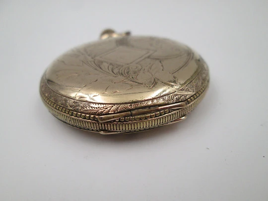 Reloj bolsillo saboneta Victory. Chapado en oro. Tapas decoradas. Cuerda remontoir. 1910