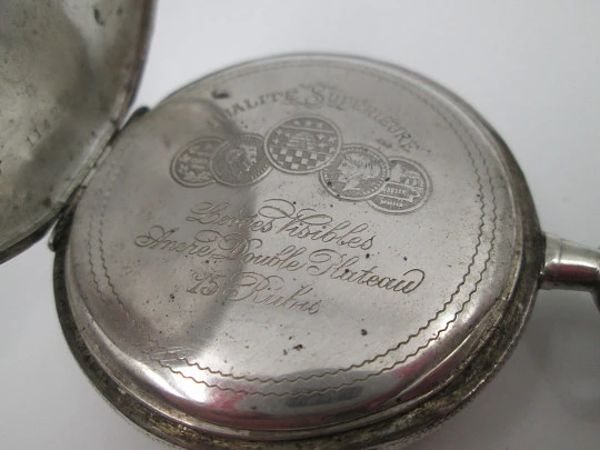 Reloj bolsillo Zeda. Plata ley. Cuerda remontoir. Segundero. Motivos florales. Suiza. 1920