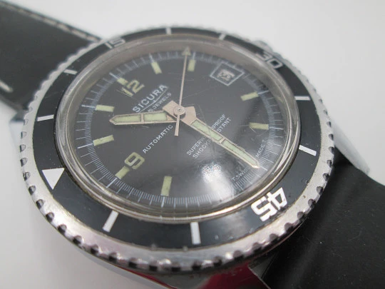 Reloj buceo Sicura Super Waterproof 200. Acero / metal cromado. Automático. 1970