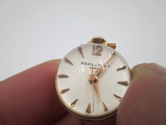 Reloj colgante bola transparente Solvil et Titus Genève. Chapado en oro. Cuerda. 1970