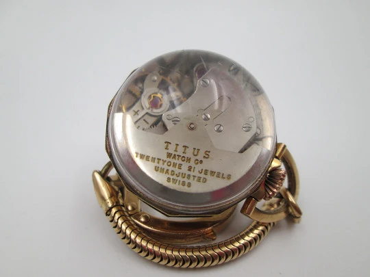 Reloj colgante bola transparente Solvil et Titus. Chapado oro. Automático. Llavero. 1970