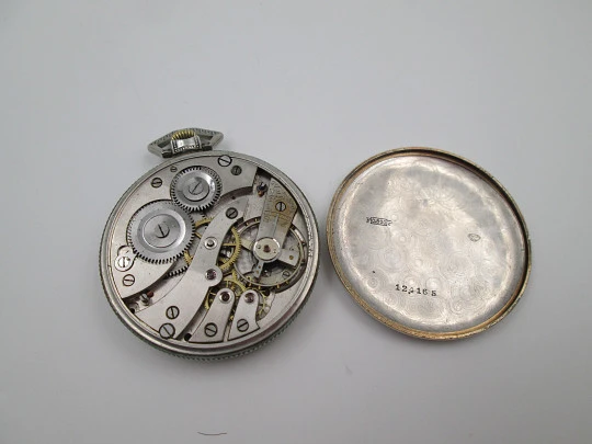 Reloj de bolsillo Elegancia lepine art decó. Plata de ley 800. Segundero. Guilloché. 1920