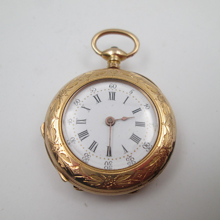 Reloj Bolsillo Lepine Oro Amarillo 14k Cuerda A Llaves El