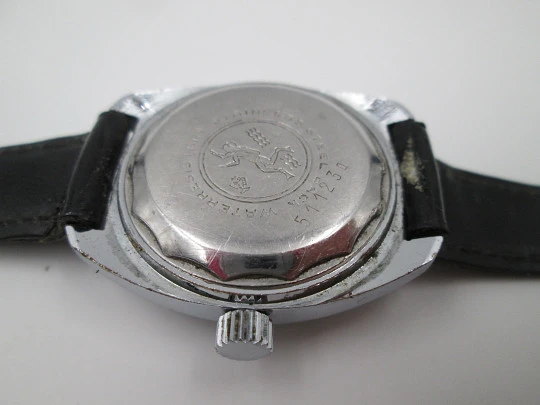 Reloj de buceo Ancre. Metal cromado y acero. Cuerda manual. Fecha. 1970