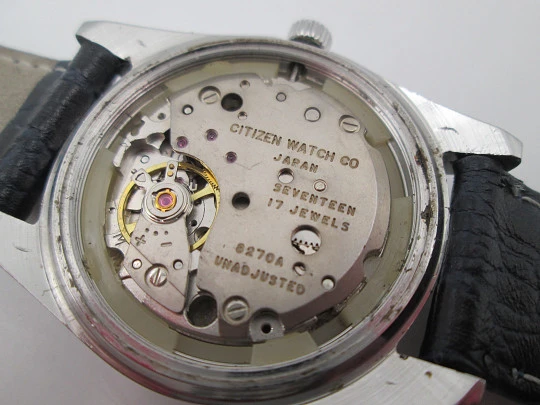 Reloj de caballero Citizen. Acero inoxidable. Cuerda manual. Correa piel. Japón. 1970