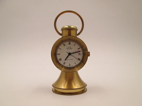 Reloj de sobremesa Buler De Luxe. Bronce pavonado. Lámpara. Cuerda manual. 1970 Reloj de sobremesa Buler De Luxe. Bronce pavonado. Lámpara. Cuerda manual. 1970