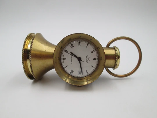 Reloj de sobremesa Buler De Luxe. Bronce pavonado. Lámpara. Cuerda manual. 1970 Reloj de sobremesa Buler De Luxe. Bronce pavonado. Lámpara. Cuerda manual. 1970