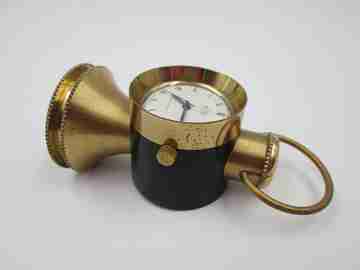 Reloj de sobremesa Buler De Luxe. Bronce pavonado. Lámpara. Cuerda. 1970