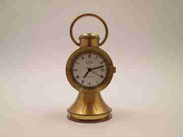 Reloj de sobremesa Buler De Luxe. Bronce pavonado. Lámpara. Cuerda. 1970