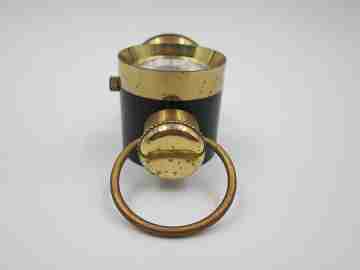 Reloj de sobremesa Buler De Luxe. Bronce pavonado. Lámpara. Cuerda. 1970