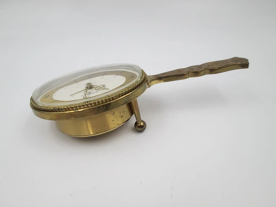 Reloj de sobremesa espejo Swiza 8 días cuerda con alarma. Bronce. Motivos vegetales Reloj de sobremesa espejo Swiza 8 días cuerda con alarma. Bronce. Motivos vegetales