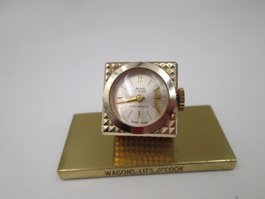 Reloj de sobremesa y viaje Rivo. Chapado en oro. Cuerda manual. Patrón diamante. Suiza Reloj de sobremesa y viaje Rivo. Chapado en oro. Cuerda manual. Patrón diamante. Suiza