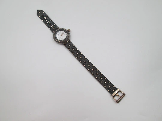 Reloj de transición de plata Hierro y Cía (Habana). Detalles chapados en oro. 1920