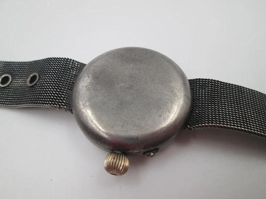 Reloj de transición de plata Hierro y Cía (Habana). Detalles chapados en oro. 1920