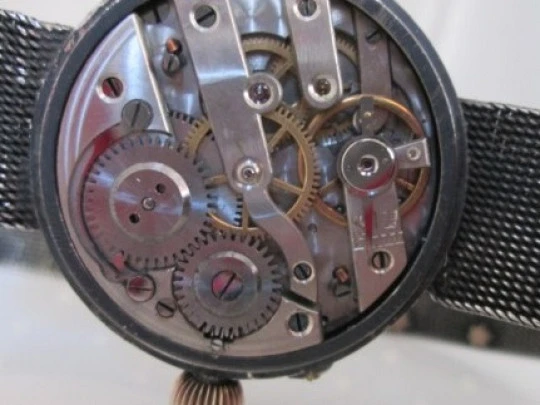 Reloj de transición de plata Hierro y Cía (Habana). Detalles chapados en oro. 1920