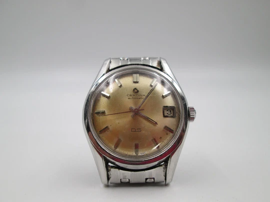 Reloj deportivo automático Certina DS. Acero inoxidable. Calendario. Brazalete. 1960