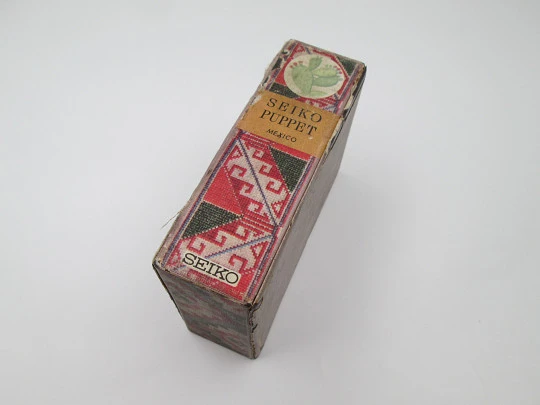 Reloj despertador de sobremesa Seiko Puppet. Forma de libro. Cuerda manual. Japón. 1970 Reloj despertador de sobremesa Seiko Puppet. Forma de libro. Cuerda manual. Japón. 1970