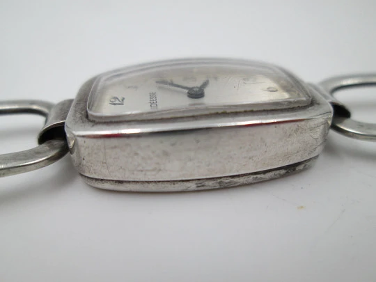 Reloj mujer Déesse. Plata de ley. Cuerda manual. Brazalete. 1960. Francia