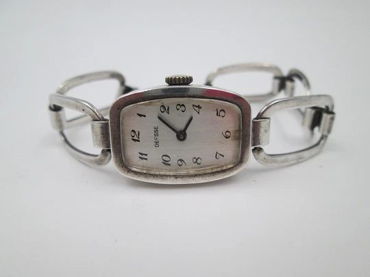 Reloj mujer Déesse. Plata de ley. Cuerda manual. Brazalete. 1960. Francia