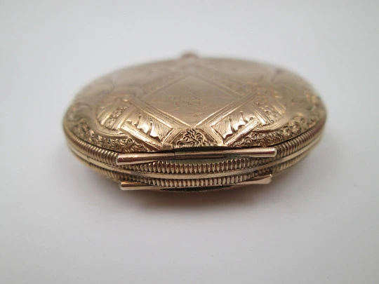 Reloj saboneta Standard. Chapado en oro. Dial porcelana. Cuerda remontoir. 1910. EEUU