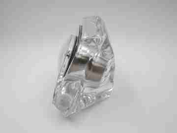 Reloj sobremesa Daum Electric. Cristal y metal plateado. 1960. Francia