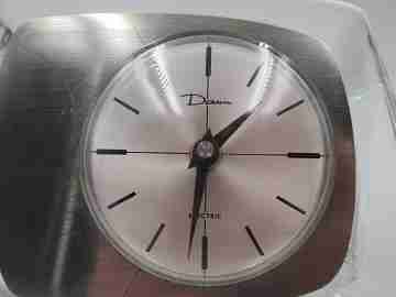 Reloj sobremesa Daum Electric. Cristal y metal plateado. 1960. Francia