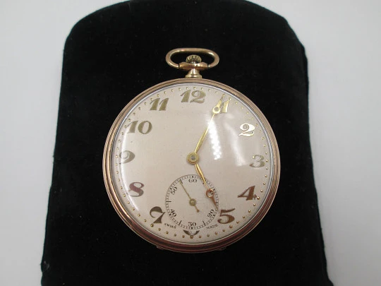 Reloj suizo lepine. Chapado en oro. Cuerda remontoir. Segundero. Estuche. 1930