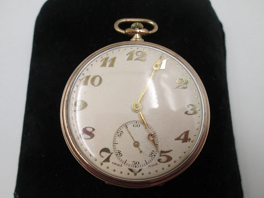 Reloj suizo lepine. Chapado en oro. Cuerda remontoir. Segundero. Estuche. 1930
