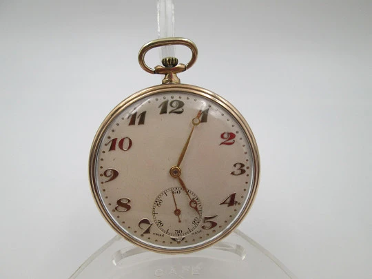 Reloj suizo lepine. Chapado en oro. Cuerda remontoir. Segundero. Estuche. 1930