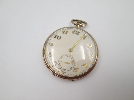 Reloj suizo lepine. Chapado en oro. Cuerda remontoir. Segundero. Estuche. 1930
