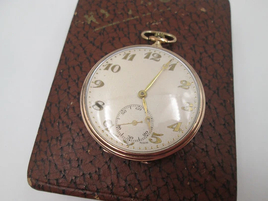 Reloj suizo lepine. Chapado en oro. Cuerda remontoir. Segundero. Estuche. 1930