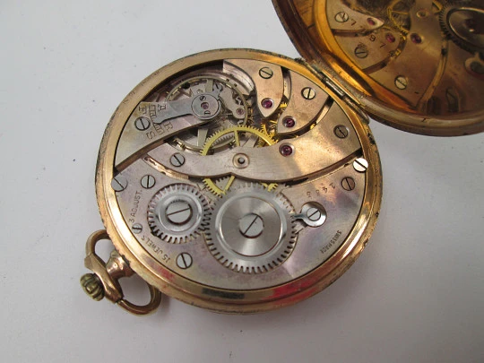 Reloj suizo lepine. Chapado en oro. Cuerda remontoir. Segundero. Estuche. 1930