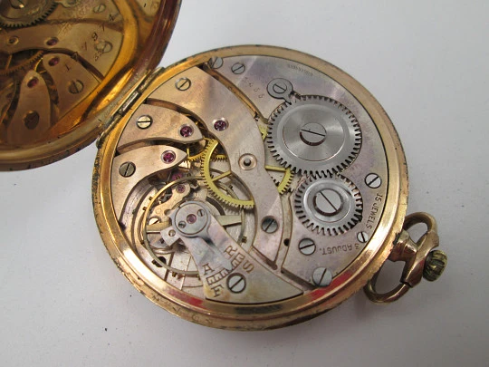 Reloj suizo lepine. Chapado en oro. Cuerda remontoir. Segundero. Estuche. 1930