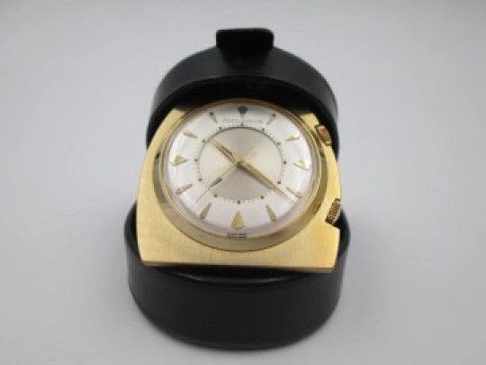 Reloj viaje alarma Jaeger LeCoultre Memovox. Chapado en oro. Estuche. 1970