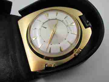 Reloj viaje alarma Jaeger LeCoultre Memovox. Chapado en oro. Estuche. 1970