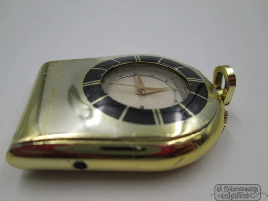 Reloj viaje Jaeger LeCoultre Memovox. Chapado oro. 1960. Alarma