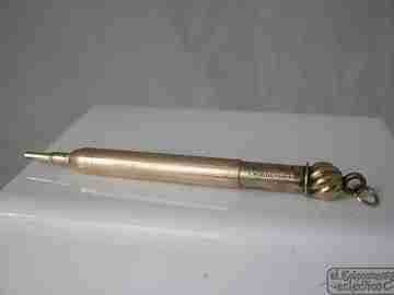 Retractable propelling pencil. Gold plated. Sampson Mordan. 1900. Ring