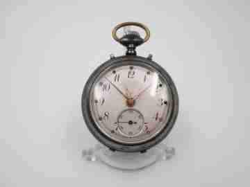 'Reveil' / alarm pocket table watch. Stem-wind. Iron. Swiss. 1910's