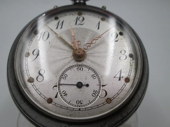 'Reveil' / alarm pocket table watch. Stem-wind. Iron. Swiss. 1910's