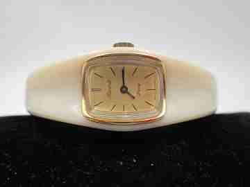 Ricard ladies bracelet / wristwatch. Ivory resin and gold plated. Manual wind. Swiss