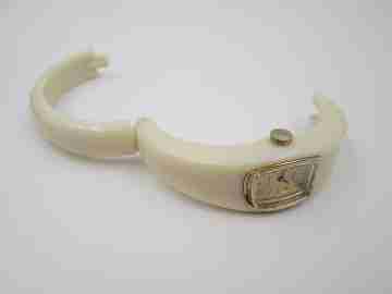 Ricard ladies bracelet / wristwatch. Ivory resin and gold plated. Manual wind. Swiss
