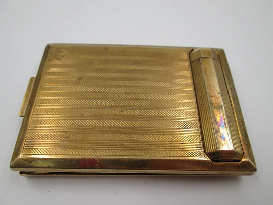 Richard Hudnut art deco powder compact. Gold plated. Lipstick and mirrow. USA. 1930's