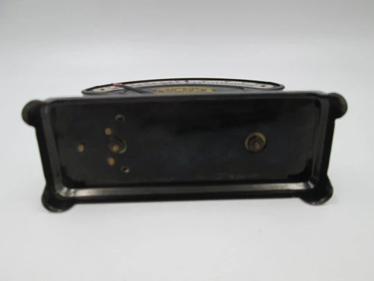 Rictus art deco letter scale / table scale. Brass and black lacquer metal. Jakob Maul. 1920's