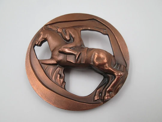 'Rider with horse' FNMT copper medal. High relief, Openwork design. 1980's