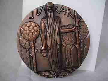 Río Júcar. Alto relieve. Cobre. F.N.M.T. 1987. Somoza. Madrid